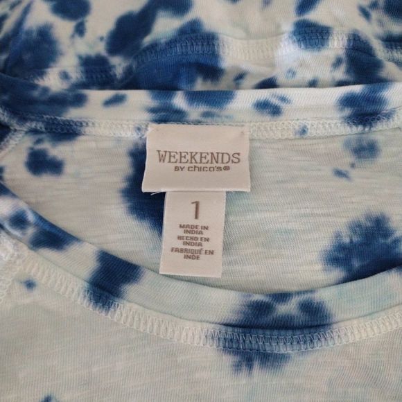 𝅺CHICO'S Weekends tie dye 3/4‎ sleeve top. Sz. 1 (S/8) - Picture 7 of 7